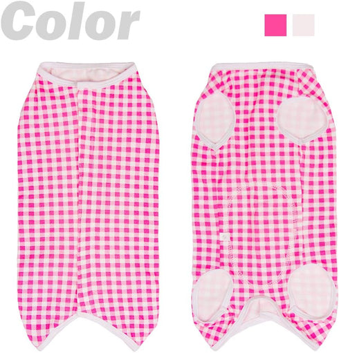 Dog’s Recovery Suit Post Surgery Shirt for Puppy, Wound Protective Clothes for Little Animals(pink white plaid-xs)...