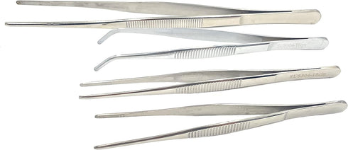 4Pcs 304 Stainless Steel Tweezers?6" 7" 8" 10" Tweezers with Precision Serrated Tips, Non-slip Multitool Tweezer for Jewelry Hobby Crafts Cooking ...
