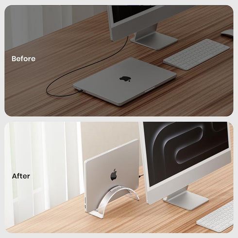 Acrylic Vertical Laptop Stand for Desk,Acrylic Invisible Desktop Notebook Dock,Vertical Laptop Holder Space-Saving Organizer for All MacBook, Surf...