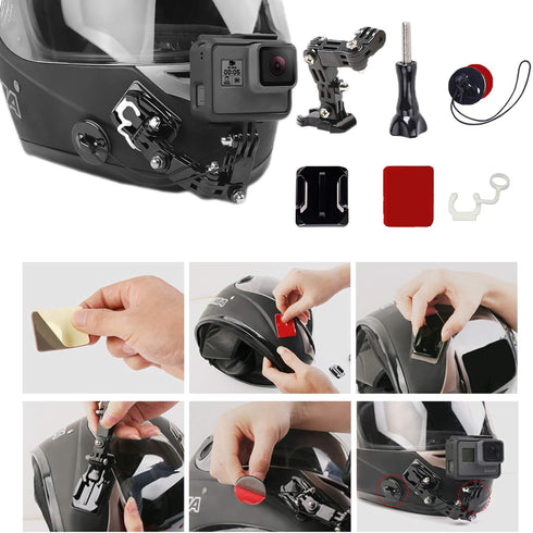 34in1 Motorcycle Helmet Chin Mount Kits for GoPro Hero 10 9 8 7 Black Silver White 6 5 4 Osmo and Other Action Camera with Helmet Adhesive Sticky ...