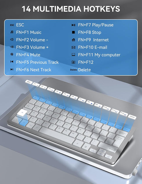 TECKNET 2.4G Wireless Keyboard, Ultra Slim Compact Computer Keyboard with Media Hotkeys, Silent Small USB Keyboard for Laptop PC Desktop Smart TV ...
