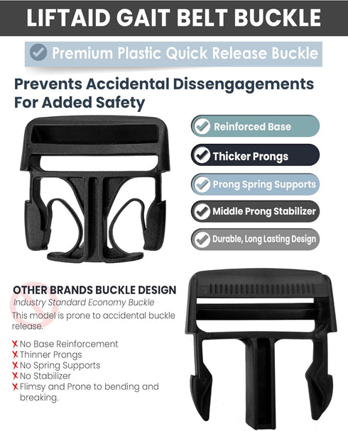 Gait Belt with Plastic Buckle by LiftAid - Transfer and Walking Aid with Belt Loop Holder for Assisting Therapist, Nurse, Home Care - 60"L x 2"W (...