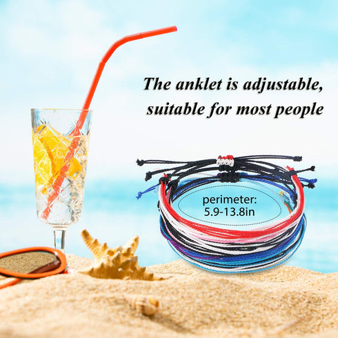 Hicarer 30 Pieces Adjustable Woven Anklets Bracelets Bohemian Braided Rope Bracelets Waterproof Wax Coated Anklets for Women...