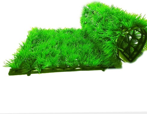2pcs (10"X10") Artificial Aquarium Grass Mat Decorations Artificial Plastic Lawn Ornament Landscape Green Plants Decoration for Saltwater Freshwat...