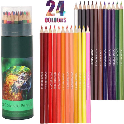 YOOUSOO Colouring Pencils, 24 Pcs Professional Coloured Pencils Drawing Pencils, Oil-based Artist Pencil Set, No Wax, Ideal for Sketching, Doodlin...