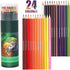 YOOUSOO Colouring Pencils, 24 Pcs Professional Coloured Pencils Drawing Pencils, Oil-based Artist Pencil Set, No Wax, Ideal for Sketching, Doodlin...