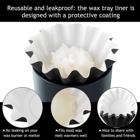 Boao Wax Melt Liners Reusable Wax Warmer Containers Leakproof Cups for Scented Candle, Paper Holders for Electric Pluggable Melter and Burner(Blac...