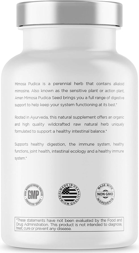 Amen Organic Mimosa Pudica Seeds Capsules, 2 Month Supply, Vegan Mimosa Pudica Seed Plant Supplement - Mimosine Sensitive Plant Pills - Fat Solubl...
