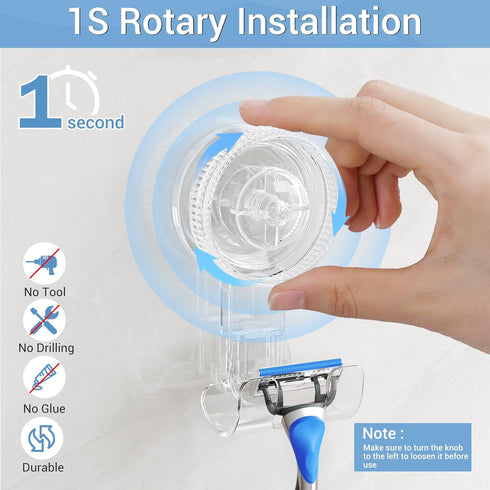 LUXEAR Suction Hooks, 2 Pack Razor Hooks Removable & Reusable Suction Shower Hook Waterproof Powerful Vacuum Suction Hanger for Towel Bathrobe Loo...