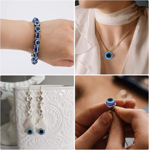 Savita 100pcs Blue Evil Eye Beads Eyeball Beads Handmade Resin Beads Charms for DIY Bracelets Necklace Jewelry Making (10mm/0.4 inch)...