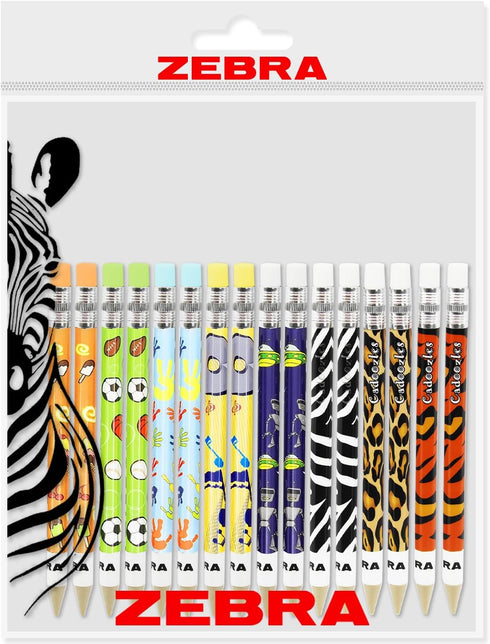 Zebra Cadoozle Mini Mechanical Pencil - 0.7mm Lead - 2 of Each Barrel - Pack of 16 - In Zebra Packaging...