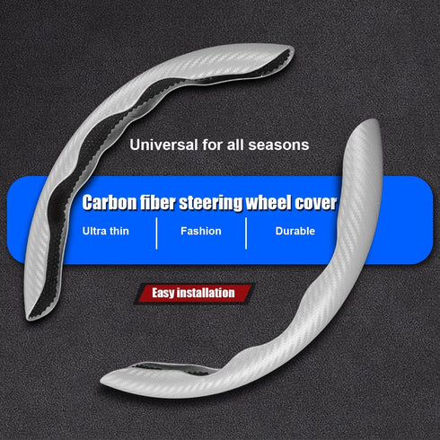 Car Steering Wheel Cover, Carbon Fiber PU Leather Segmented Steering Wheels Protector, Breathable Anti Slip Durable Auto Interior Accessories for ...