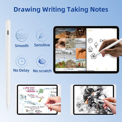 Stylus Pen with Palm Rejection,Tilt Sensitive Pencil Compatible with Apple iPad 10th/9th/8th/7th/6th, Pro 11/12.9in, Air 5th/4th/3rd, Mini 6/5 Gen...