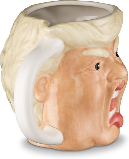 Funny Donald Trump Novelty Mug - 18 Oz - Hand Painted Donald Trump Face Shape Ceramic Coffee Mug...