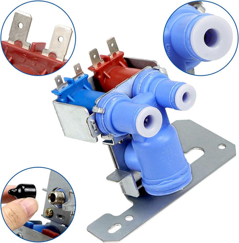 AMI PARTS WR57X33326 WR57X10032 Refrigerator Water Inlet Valve WR57X33326 Dual Solenoid Valve Fit for ge Refrigerator replace WR57X10040 ap3192626 WR57X10064