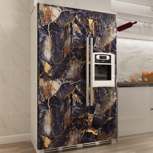 16" × 118" Black Marble Contact Paper Granite Wallpaper Peel and Stick Self-Adhesive Waterproof Removable for Renters Table Cabinets Meeting Room ...