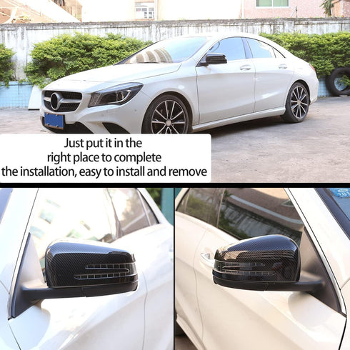 For Mercedes Benz A CLA GLA GLK Class W176 W117 X156 X204 2014-2017 Carbon Fiber Side Rear View Mirror Cover Trim...