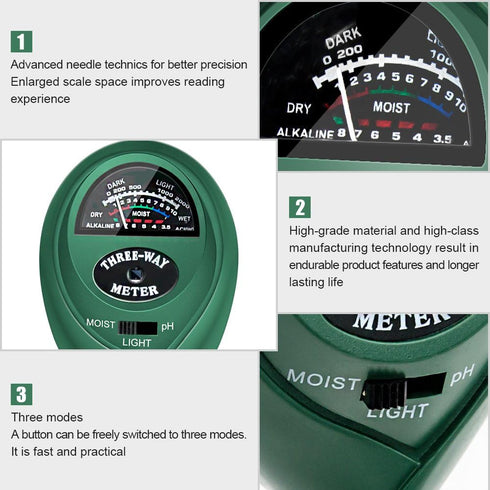 Soil pH Meter, MS01 3-in-1 Soil Moisture/Light/pH Tester Gardening Tool Kits for Plant Care, Great for Garden, Lawn, Farm, Indoor & Outdoor Use...