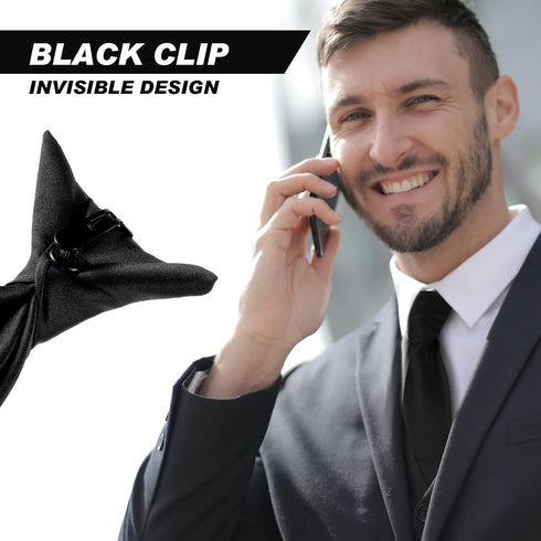 Bencailor 4 Pcs 24 Inch Men's Clip-on Ties Solid Color Men's Tie Pretied Clip on Ties for Men Men's Clip on Necktie Men's Button Ties(Black, Charc...
