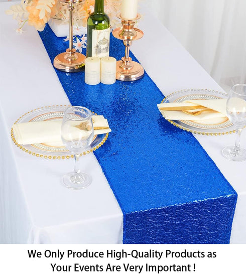 ShiDianYi Sequin Table Runner - 12x72-Inch Blue Sparkle Table Cover/Overlay for Party Decoration (Royal Blue)...