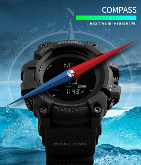 Mens Outdoor Sports Army Watches Pedometer Calories Digital Watch Altimeter Barometer Compass Thermometer Weather Men Watch (Black)...