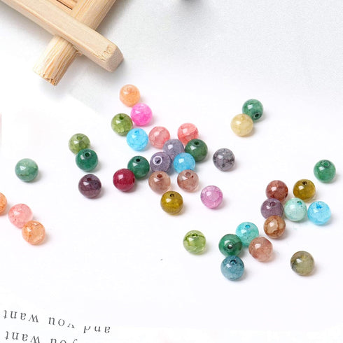 Cadikez 400PCS Natural Stone Beads 8MM Smooth Round Agate Gemstone Beads Spacer Beading Colorful Loose Beads Charms for DIY Bracelet Necklace Earr...
