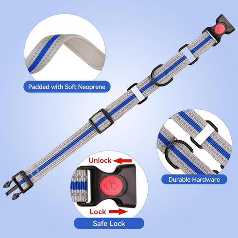 Martingale Collar for Dogs,Soft Neoprene Padded Reflective Martingale Collar and Leash Set Safety Buckle Nylon Martingale Dog Collars for Large Do...