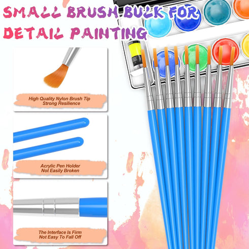 Paint Brushes Set for Acrylic Painting, 100 Pcs Art Paint Brushes Round Acrylic Paint Brushes, Nylon Paint Brushes for Kids Adults Oil Watercolor ...