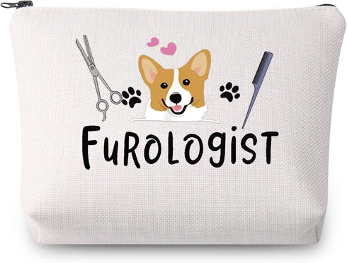 Furologist Funny Puppy Stylist Cute Dog Groomer Cosmetic Bag Dog Groomer Survival Kit Zipper Pouch Pet Grooming Gifts...
