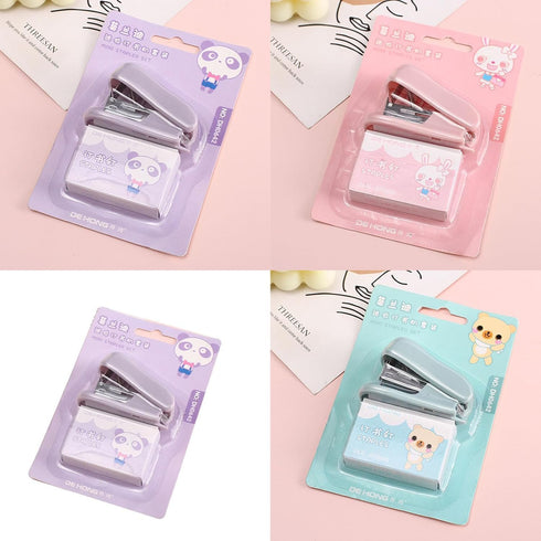Purple Mini Stapler Set with 400 Standard Staples Cute Stapler Includes Built-in Staple Remover Morandi Color Stapler Set for Learning Home Office...
