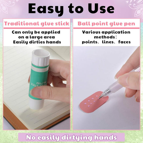 Seajan 6 Pcs Quick Dry Ballpoint Glue Pen with 12 Pcs Glue Refills Easy Control and Precise Apply Liquid Glue Pens for Crafting Scrapbooking Card ...