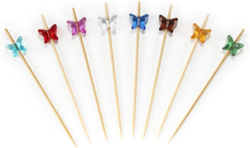 BambooMN 3.9" Decorative Acrylic Butterfly Bamboo Cocktail Fruit Sandwich Picks Skewers for Catered Events, Holiday, Restaurants or Buffets Party ...