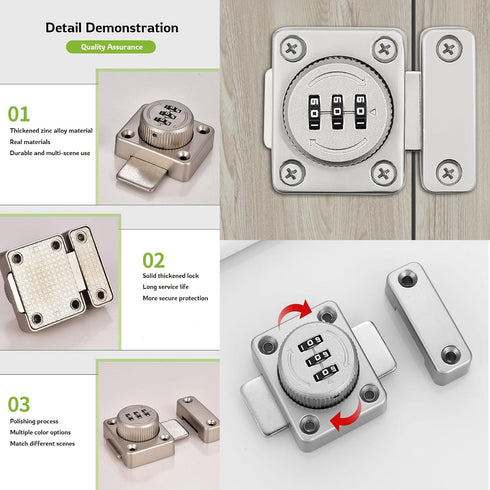 Combination Lock with Passcode 3 Digit Zinc Alloy Material Keyless Entry Rotating Bolt Baby Safty Ideal for Your Personal Belongings Like Suitcase...