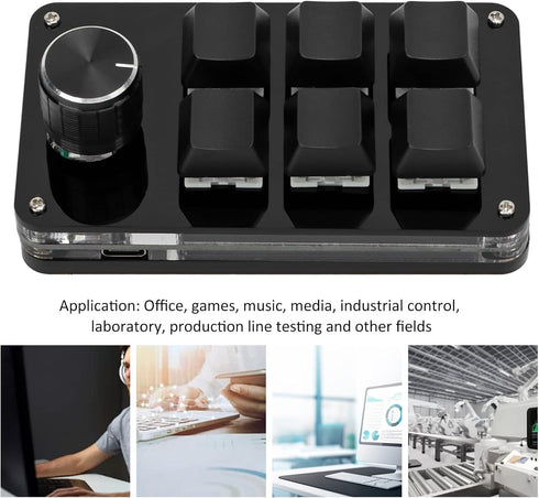 Sonew One Handed Programmable Mechanical Keyboard with Knob, Multifunction 6 Key Mini Gaming Keypad Shortcut DIY Keyboard (Black)...