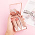 5 PCS Mini Travel Size Makeup Brushes with Mirror, Travel Make up Brushes Set, Compact Makeup Brush Travel Case Subtle Beauty Stackable Makeup...