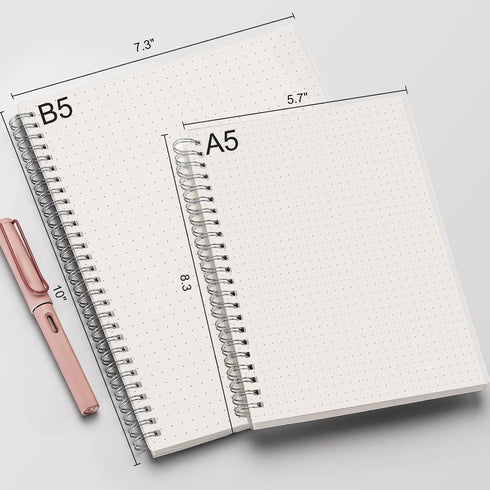 AHGXG Dotted Journals Spiral Notebook 3 Pack, A5 Bullet Dot Grid Journal with 100 GSM Thick Dotted Paper, Transparent Hardcover, 80 Sheets, for Bu...