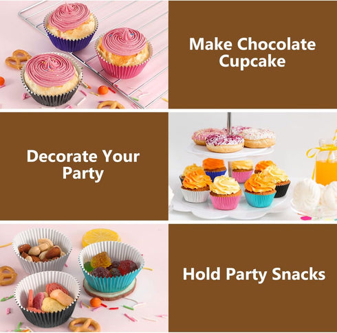 Gifbera Black Foil Baking Cups Standard Size Cupcake Liners Muffin Liner for Baking, 100-Count...