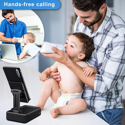 Cell Phone Stand with Wireless Bluetooth Speaker Compatible for Any Smartphones,Anti-Slip Design Phone Holder with HD Surround Sound Bluetooth Spe...