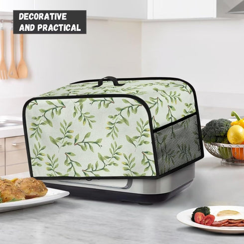 Crock Pot Cover Dust Protection Slow Cooker Cover for Kitchen Countertop, Green Leaf Appliance Cover with Top Handle and Accessories Pocket...