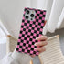 Rectangle Pink Checkered Phone Case for iPhone 15 Pro (6.1in) Cute Checkerboard Checker Flag Print Glossy Slim Trendy Rectangled Edge Strong Shock...