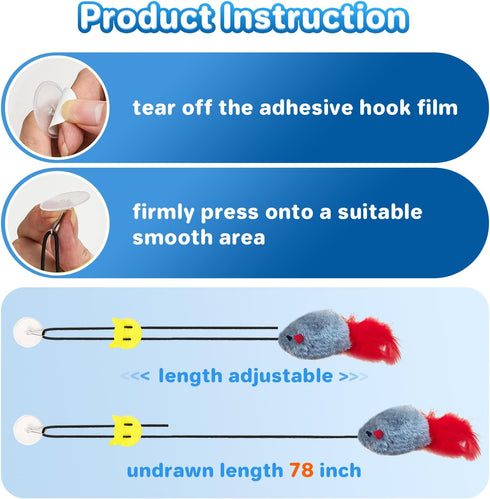 Cat Toys Hanging Mouse, Vivid Chirping, Cat Catching Mouse Toy, Interactive Cat Mice Toys for Indoor Cats Kittens Self Play Chase Exercise, Set G...