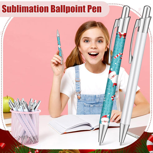 Yexiya Sublimation Pens Blank Heat Transfer Pen Sublimation Ballpoint Pen with Shrink Wrap White Aluminum Customized Clip Pen School Supplies for ...