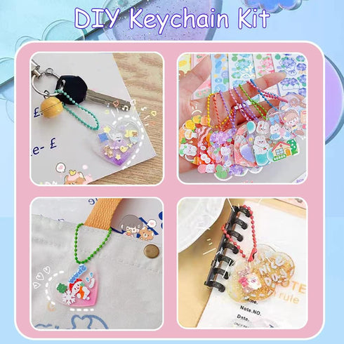 YCOSAN 196 Pcs DIY Keychain Kit - Acrylic Keychain Blanks for Crafts, 2 inch Acrylic Transparent Blanks Discs, Kawaii Key Chains Sticker Kit...