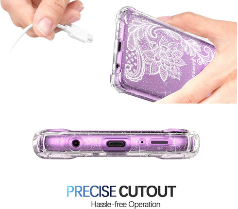 KIOMY Clear Case for Samsung Galaxy S9, Airbags Corners Shockproof Bumper Protective Cover Hybrid Design Hard PC Back + Flexible TPU Frame Lace Fl...