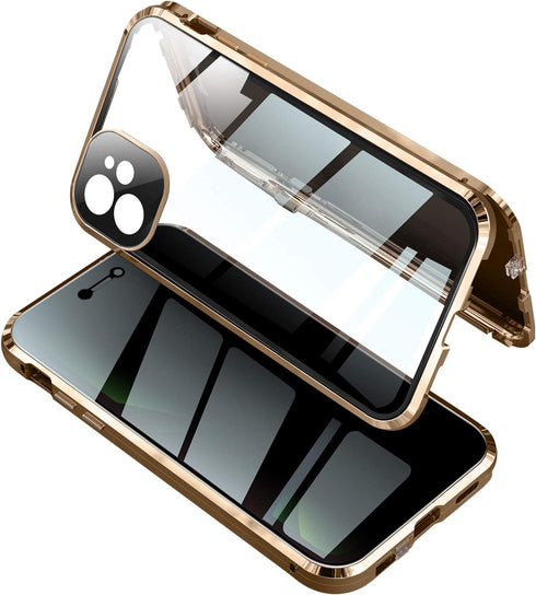Anti-spy Screen iPhone12Promax case?Lock + Magnetic adsorption Anti-Peeping Metal Frame 360 Full Body Protective Cover Double-Sided Glass Lens Pro...