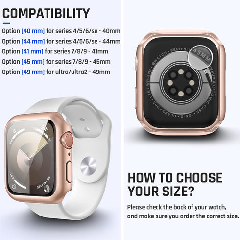Goton 2 in 1 Waterproof Case for Apple Watch Screen Protector 44mm SE 2nd Gen Series 6 5 4 SE, 360 Protective Glass Face Cover + Back Frame for iW...