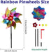 10 Pieces 21 Inches Rainbow Reflective Pinwheels with Stakes Windmill Wind Spinners Outdoor for Yard Garden Lawn Farm Decor Bird Repellent, Large ...