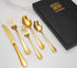 Kitchen Utensil Stainless Steel Cutlery Set 5 Pieces - (2 Spoons, 2 Forks and 1 Knife) (Gold)...