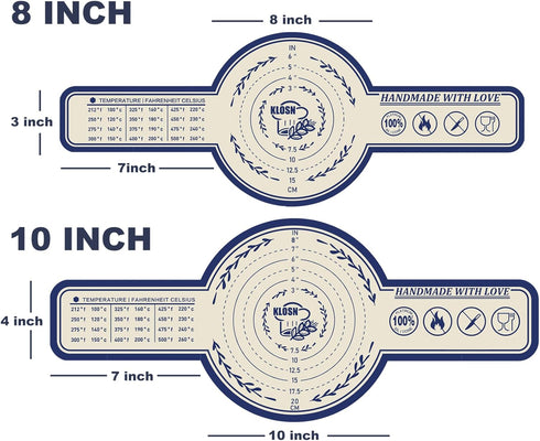 Sourdough Bread Baking Mat Large & Small, 25cm & 20cm Silicone Bread Sling for Dutch Oven, 500°F Heat-Resistant KLOSN Sourdough Bread Baking Suppl...