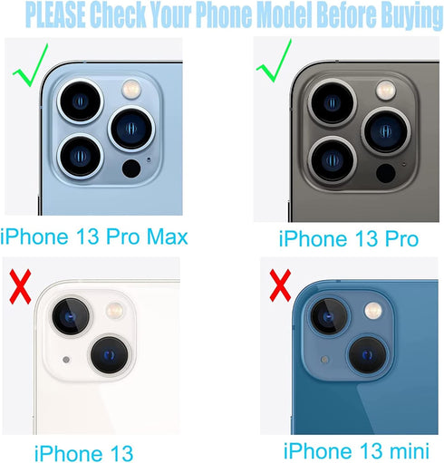 3pcs/Set Rear Back Camera Lens Covers Replacement for iPhone 13 Pro Max Back Rear Glass Camera Lens Replacement for iPhone 13 Pro Max with Pre-Ins...